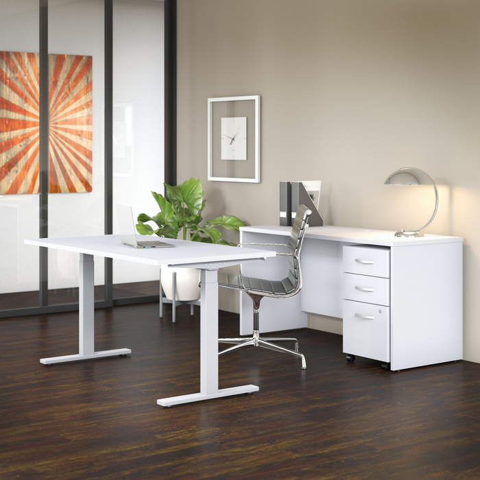 Studio C 60W x 30D Height Adjustable Standing Desk, Credenza and Mobile File Cabinet