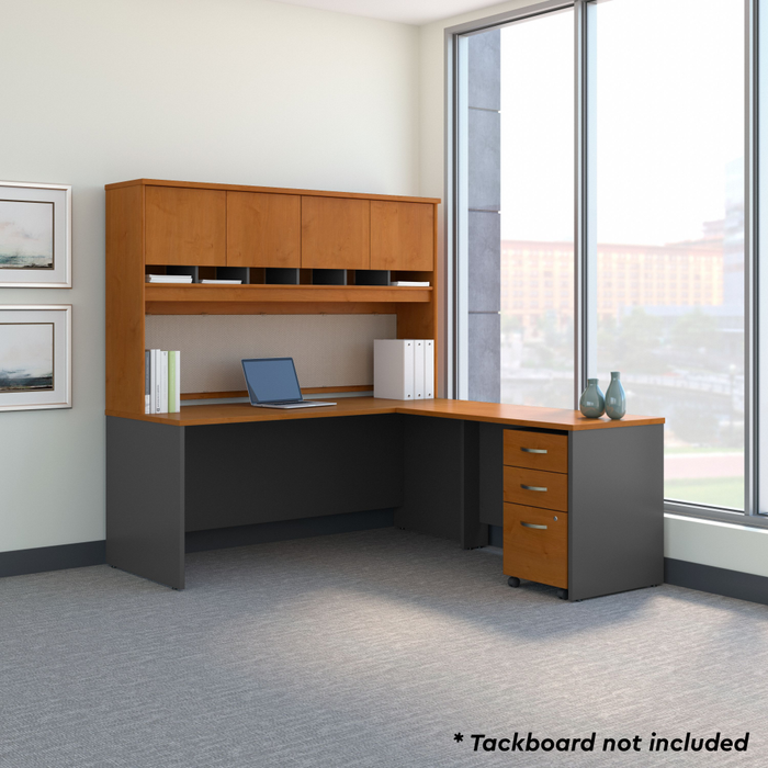 Series C 72W L Shaped Desk with Hutch and Mobile File Cabinet