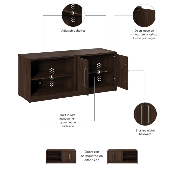 Vista Low Storage Cabinet with Doors and Shelves