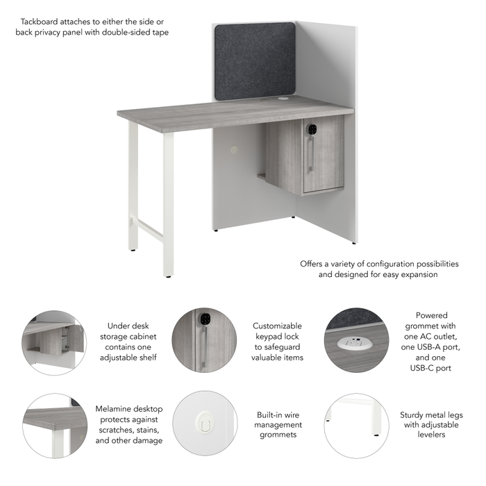 Hustle 48-inch Cubicle Desk for Office with Locking Storage Cabinet
