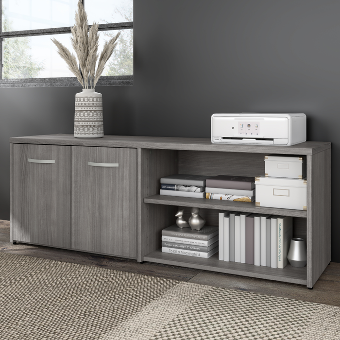 Hybrid Low Storage Cabinet with Doors and Shelves
