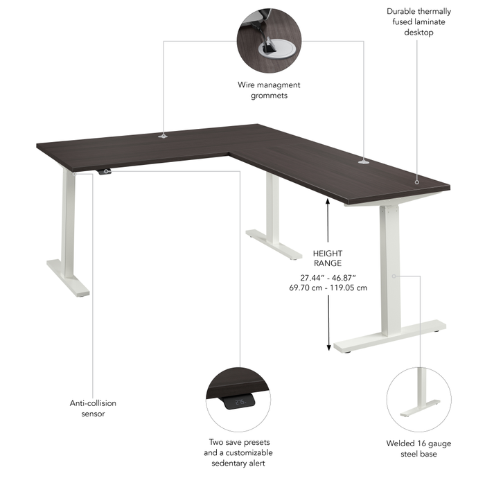 Move 60 Series 60W Height Adjustable L Shaped Standing Desk