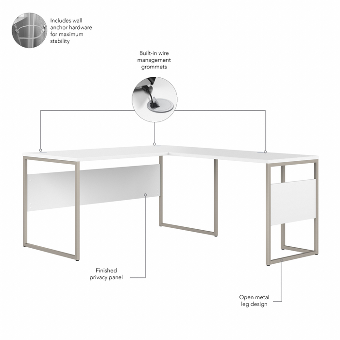 Hybrid 60W x 30D L Shaped Table Desk with Mobile File Cabinet