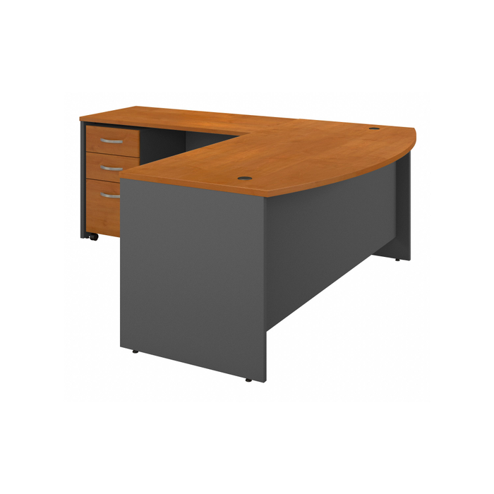 Series C 72W Bow Front L Shaped Desk with 48W Return and Mobile File Cabinet