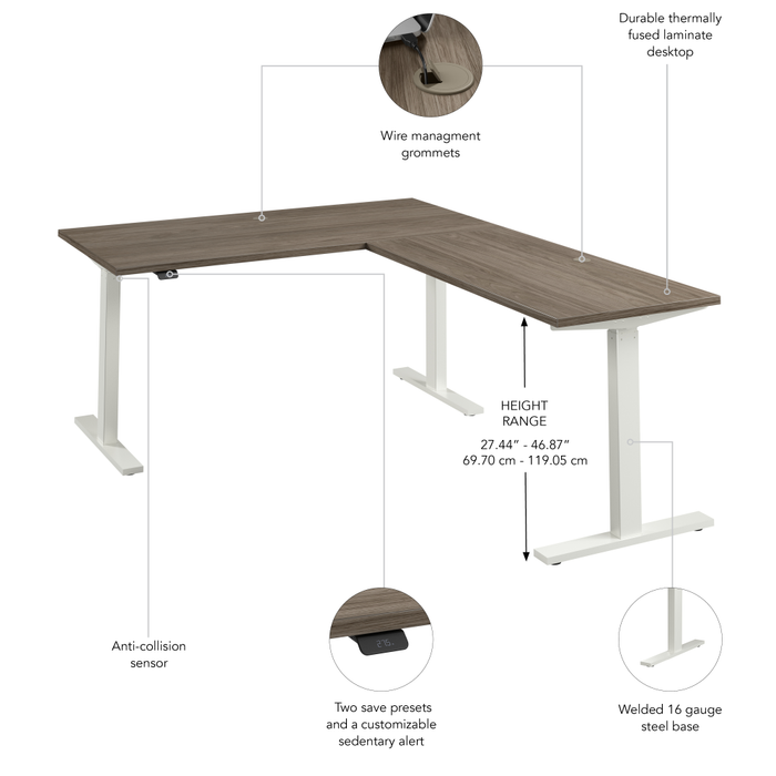 Move 60 Series 60W Height Adjustable L Shaped Standing Desk