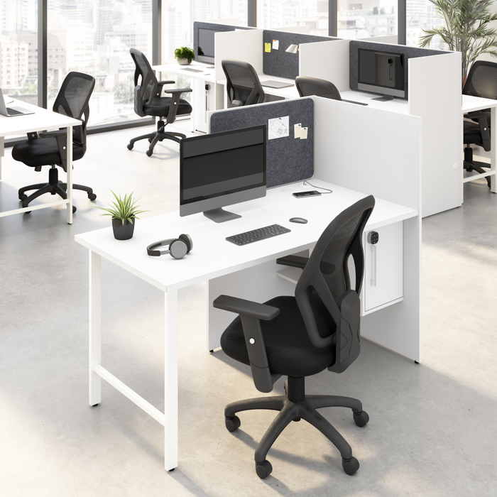 Hustle 60-inch Cubicle Desk for Office with Locking Storage Cabinet