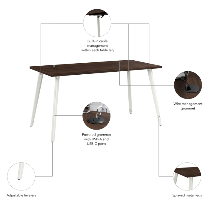 Vista 60W x 30D Computer Desk with Splayed Metal Legs