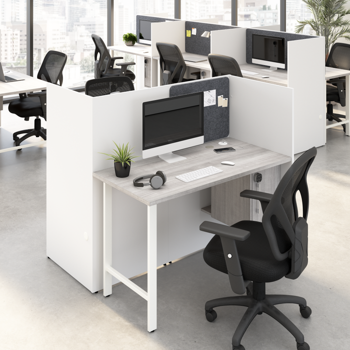 Hustle 60-inch Cubicle Desk for Office with Locking Storage Cabinet