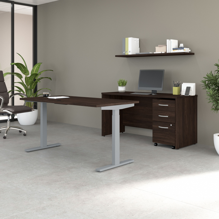 Studio C 60W x 30D Height Adjustable Standing Desk, Credenza and Mobile File Cabinet