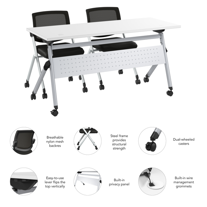 Envision 60W Folding Training Table and 2 Folding Chairs