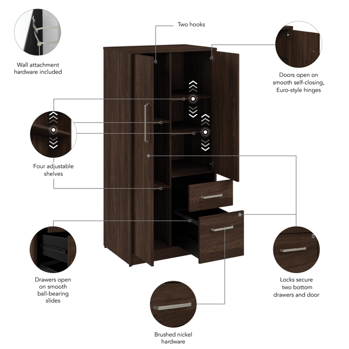 Vista Wardrobe Cabinet with Drawers