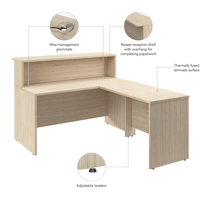 Arrive 60W x 72D L Shaped Reception Desk with Shelf