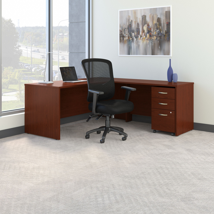 Series C 72W L Shaped Desk with Mobile File Cabinet and High Back Multifunction Office Chair