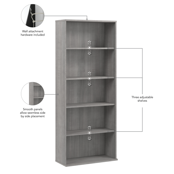 Hustle Tall 5 Shelf Bookcase