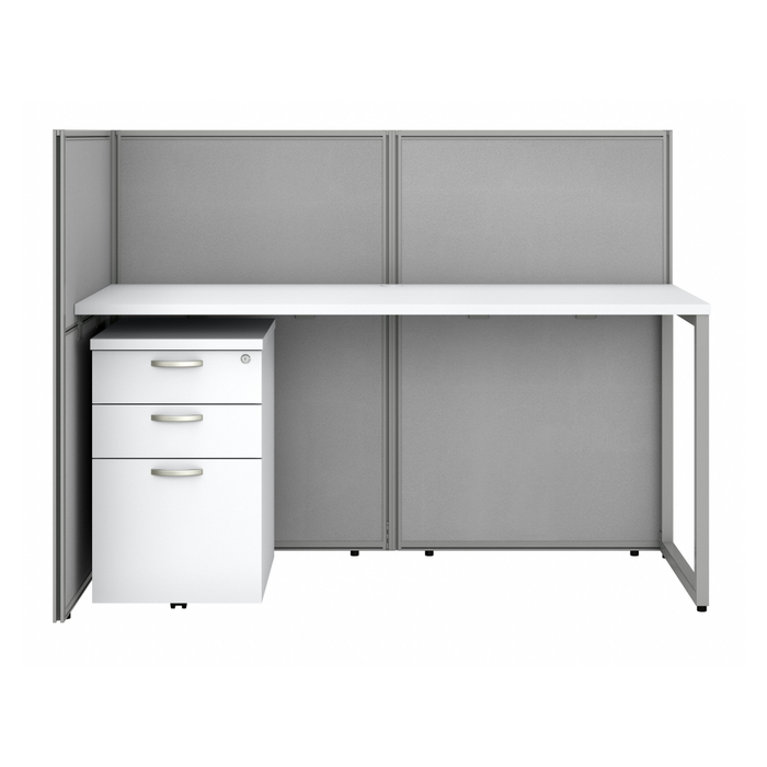 Easy Office 60W 2 Person Cubicle Desk with File Cabinets and 45H Panels