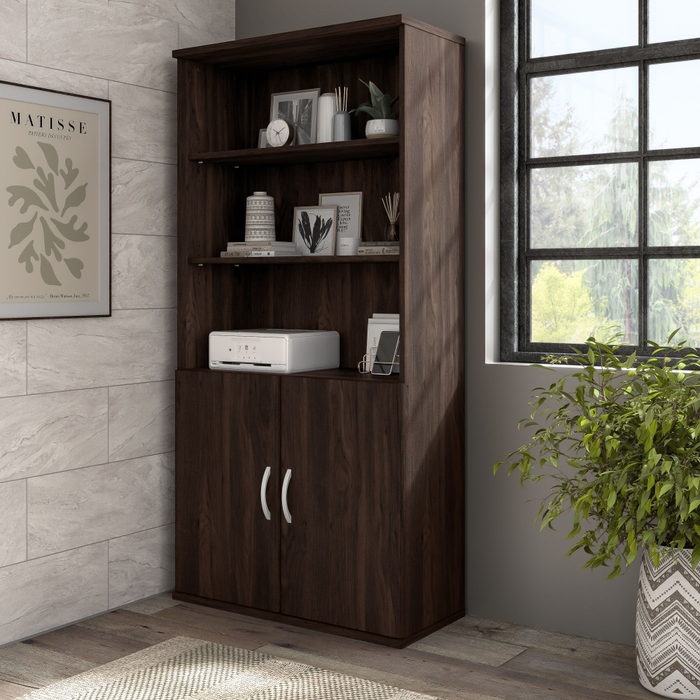 Hybrid Tall 5 Shelf Bookcase with Doors