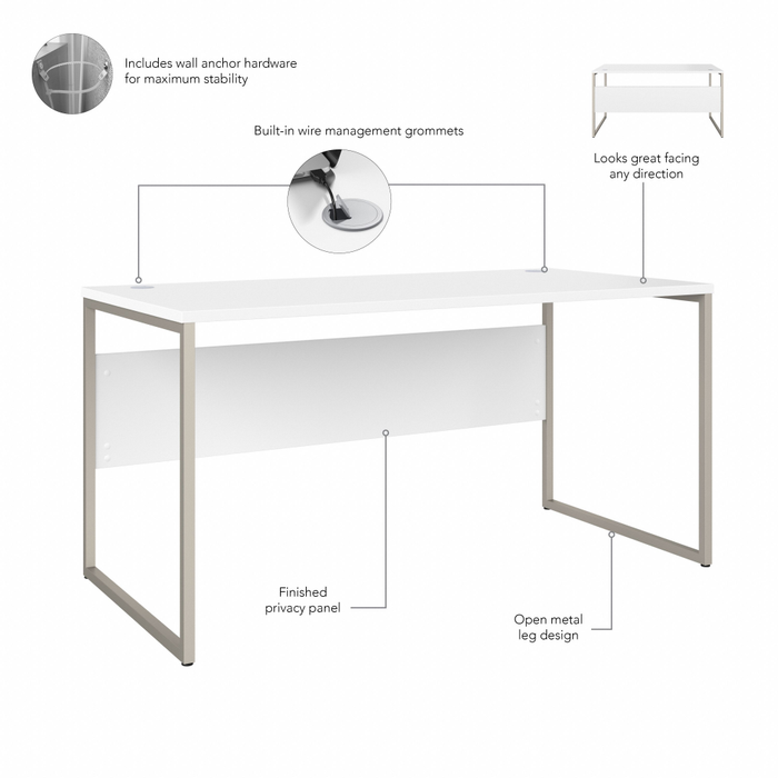 Hybrid 60W x 30D Computer Table Desk with Metal Legs
