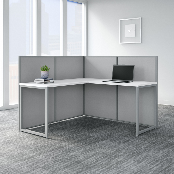 Easy Office 60W L Shaped Cubicle Desk Workstation with 45H Panels