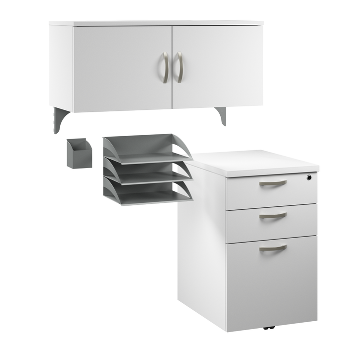 Office in an Hour Cubicle Storage with Cabinet, Drawers, Paper Tray, and Pencil Holder