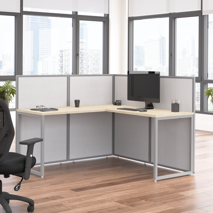 Easy Office 60W L Shaped Cubicle Desk Workstation with 45H Panels