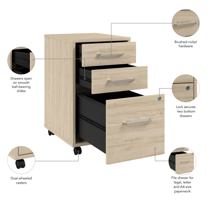 Vista 3 Drawer Mobile File Cabinet