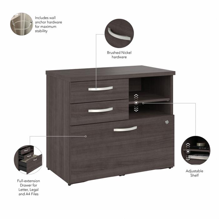 Hybrid Office Storage Cabinet with Drawers and Shelves