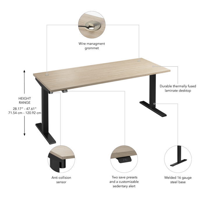 Move 40 Series 72W x 30D Electric Height Adjustable Standing Desk
