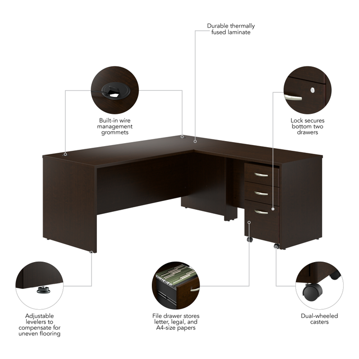 Series C 72W L Shaped Desk with 42W Return and Mobile File Cabinet