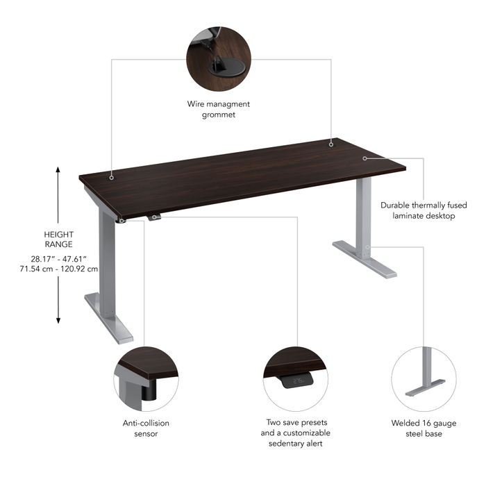 Move 40 Series 72W x 30D Electric Height Adjustable Standing Desk