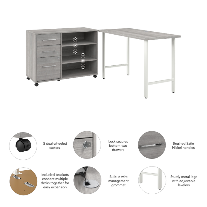 Hustle 48W x 24D Computer Desk and Storage Cabinet with Drawers and Shelves