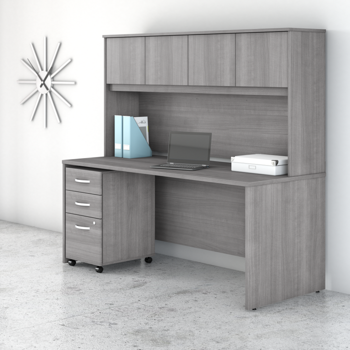 Studio C 72W x 30D Office Desk with Hutch and Mobile File Cabinet