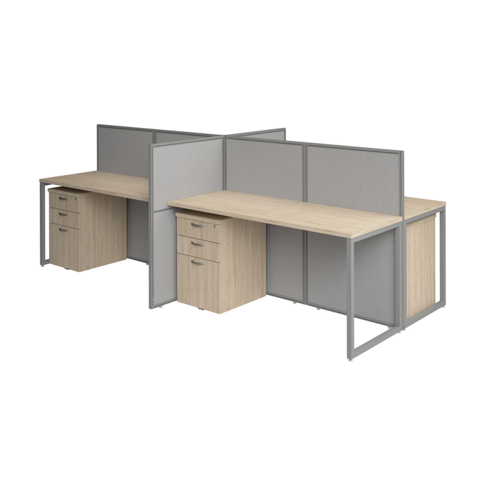 Easy Office 60-inch 4 Person Cubicle Desk with Drawers and Low Panels