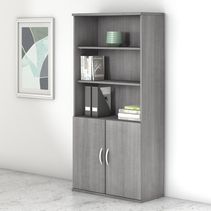 Studio C Tall 5 Shelf Bookcase with Doors