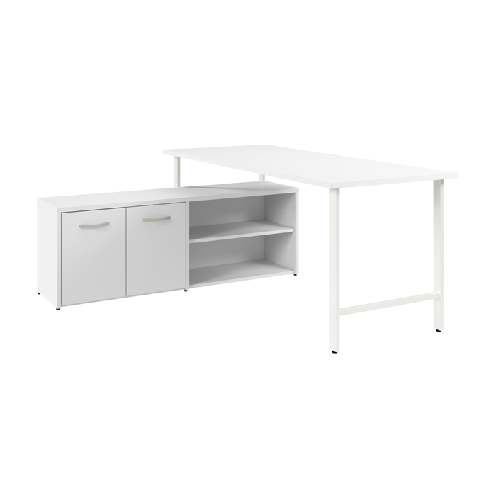 Hustle 72W x 30D Computer Desk and Low Storage Cabinet with Doors and Shelves