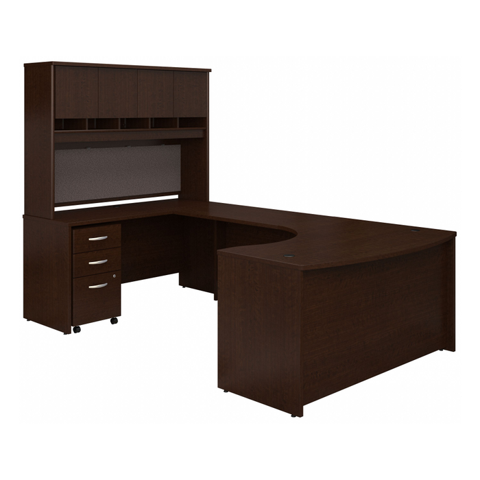 Series C 60W Left Handed Bow Front U Shaped Desk with Hutch and Storage