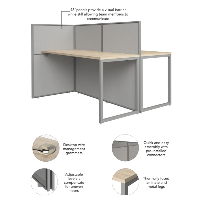 Easy Office 60W 2 Person Cubicle Desk Workstation with 45H Panels