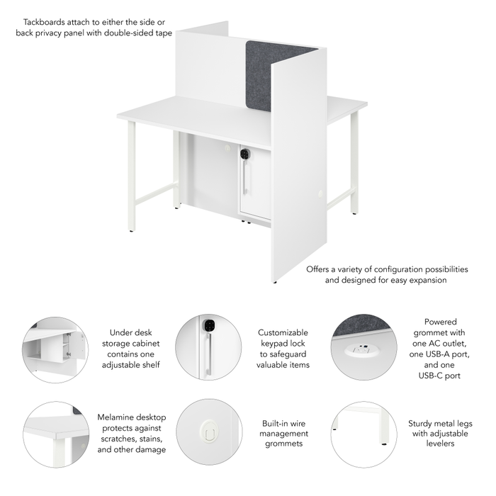 Hustle 48-inch 2 Person Office Cubicles with Locking Storage Cabinet