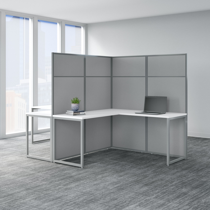 Easy Office 60W 2 Person L Shaped Cubicle Desk Workstation with 66H Panels