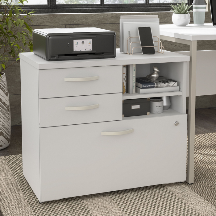 Hybrid Office Storage Cabinet with Drawers and Shelves
