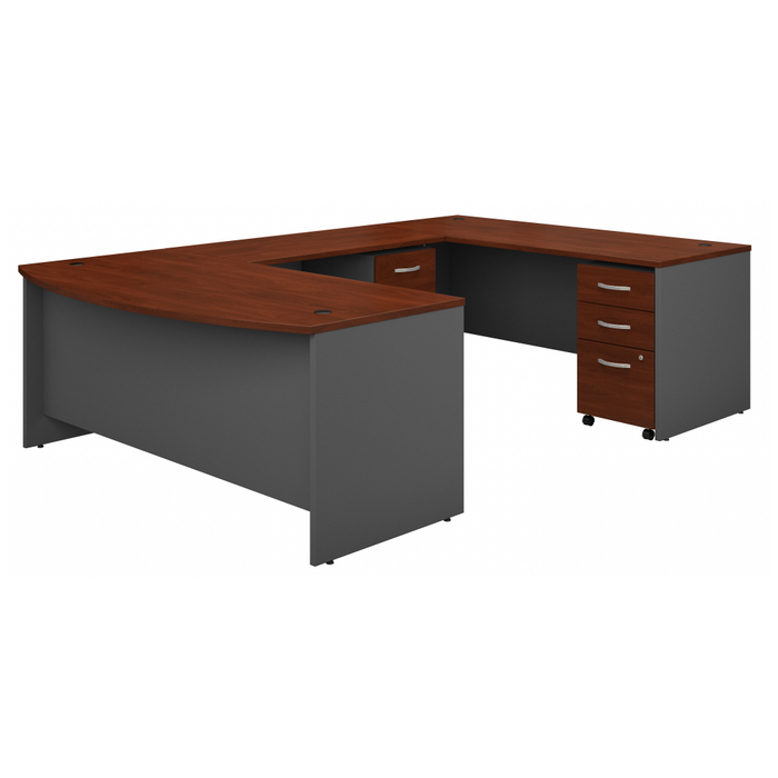 Series C 72W x 36D Bow Front U Shaped Desk with Mobile File Cabinets