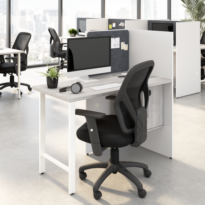 Hustle 48-inch Cubicle Desk for Office with Locking Storage Cabinet