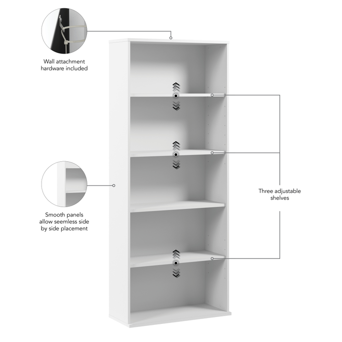 Hustle Tall 5 Shelf Bookcase