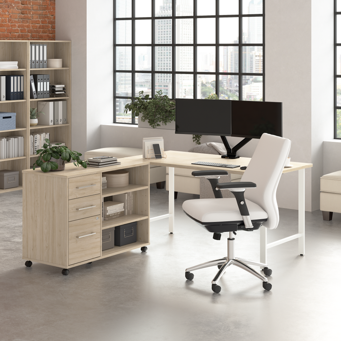 Hustle 60W x 30D Computer Desk and Storage Cabinet with Drawers and Shelves