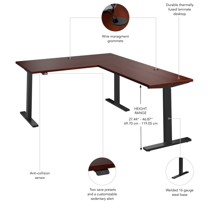 Move 60 Series 60W Height Adjustable L Shaped Standing Desk