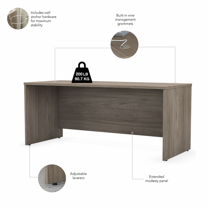 Studio C 72W x 30D Office Desk with Hutch and Mobile File Cabinet