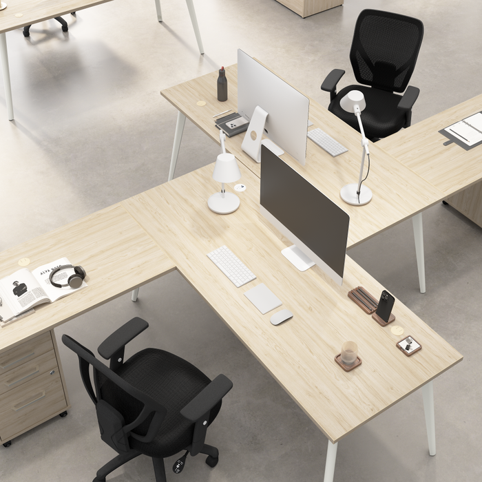 Vista 60W x 30D L Shaped Desk with Splayed Metal Legs