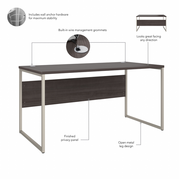 Hybrid 60W x 30D Computer Table Desk with Metal Legs