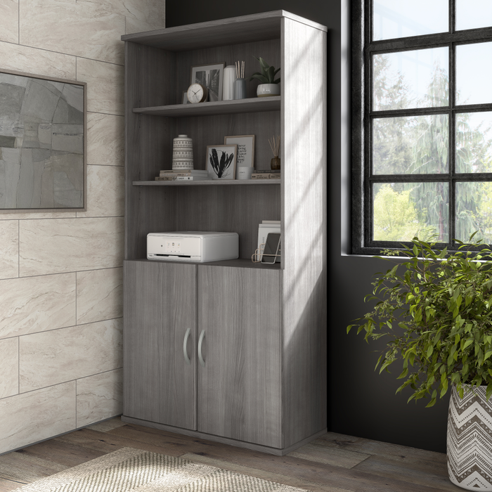 Hybrid Tall 5 Shelf Bookcase with Doors
