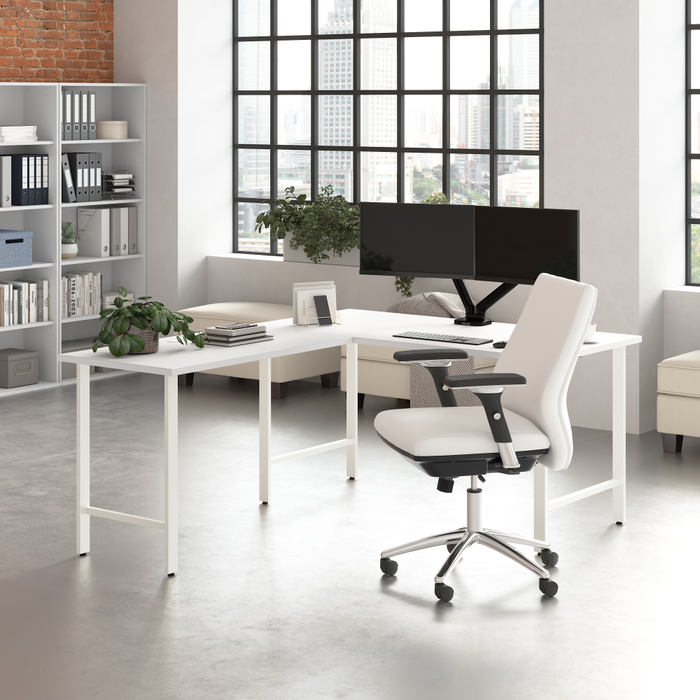 Hustle 60W x 30D L Shaped Computer Desk with Metal Legs