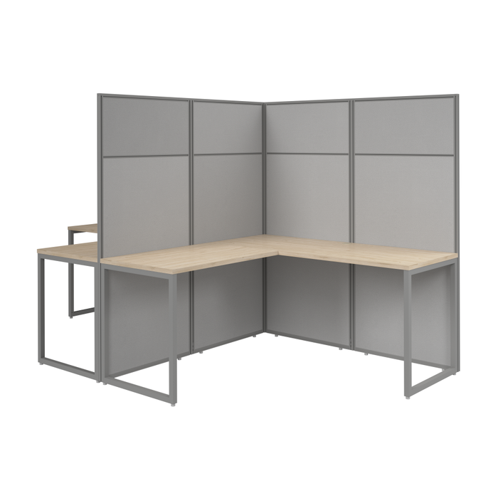 Easy Office 60W 2 Person L Shaped Cubicle Desk Workstation with 66H Panels